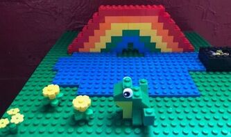 Frog and rainbow picture made out of Lego's 